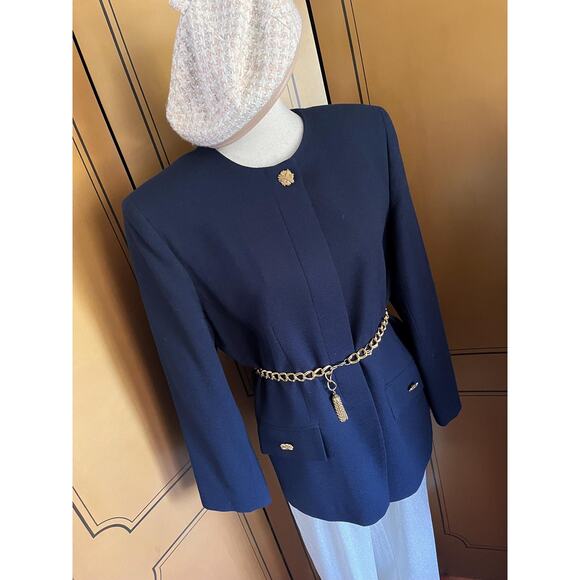 Vintage wool jacket in navy blue, size 12 - Picture 5 of 5